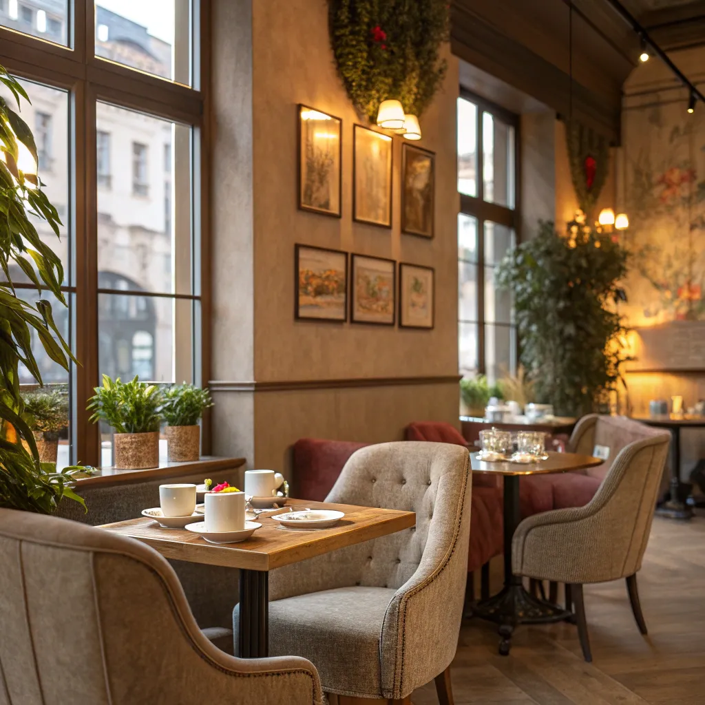 Cozy and warm cafe interior