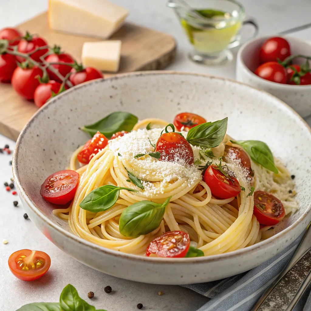 Delicious pasta dish with fresh ingredients