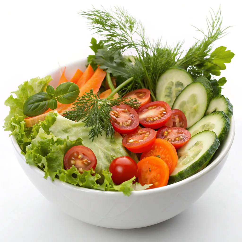 Fresh garden salad bowl with organic ingredients